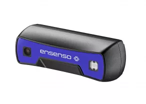 Frontansicht der schwarz-blauen 3D-Kamera Ensenso S