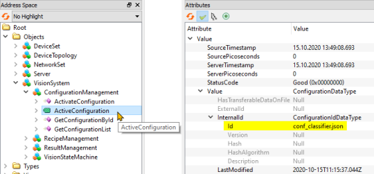 Im Knoten ActiveConfiguration wird die Id conf_classifier.json als Value ausgegeben