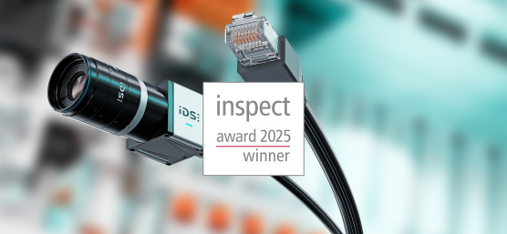Gehauste uEye Live Kamera mit inspect award Logo