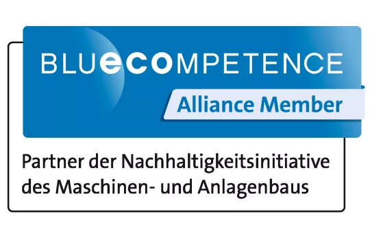 Das Logo der Nachhaltigkeitsinitiative Blue Competence des VDMA.