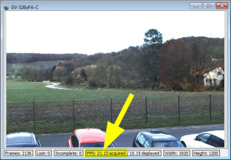 Im Live-View der Kamera können Sie die aktuelle Framerate unterhalb des Bildes kontrollieren.