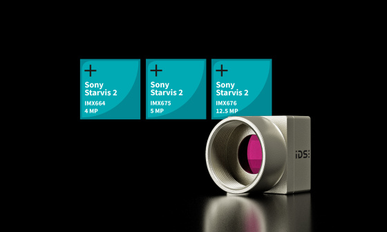 uEye CP mit den Siegeln Sony Starvis IMX664 4 MP, Sony Starvis IMX675 5 MP, Sony Starvis IMX676 12.5 MP.