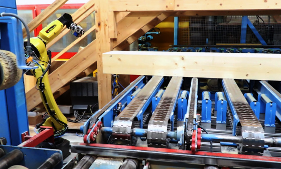 Automatische 3D-Erkennung und Bedrucken von Holzbalken