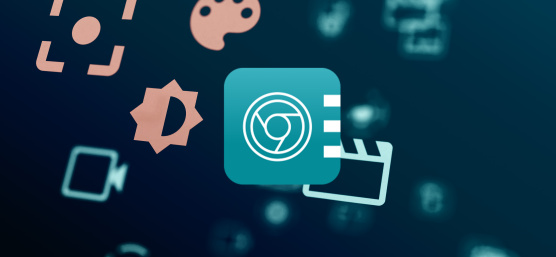 Diverse Icons aus der Software IDS peak auf blauem Hintergrund. Anwendungsicon im Vordergrund.