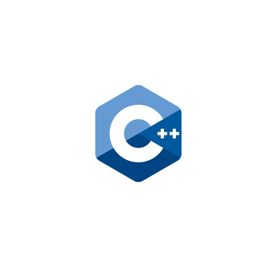 Logo von C++ in blau.