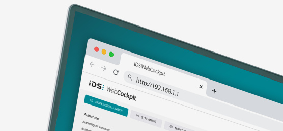 Ausschnitt eines Bildschirms mit der Oberfläche der Firmware IDS WebCockpit.