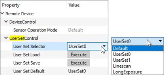 GenICam-Knoten zur „User Set“ Steuerung.