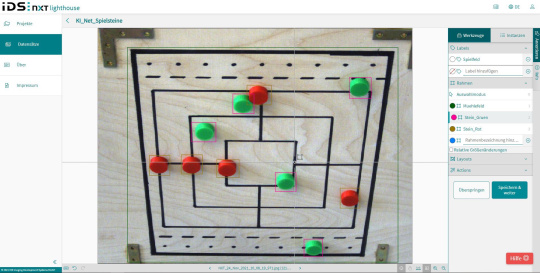 IDS NXT lighthouse Software, dass das Mühle Spielbrett analysiert