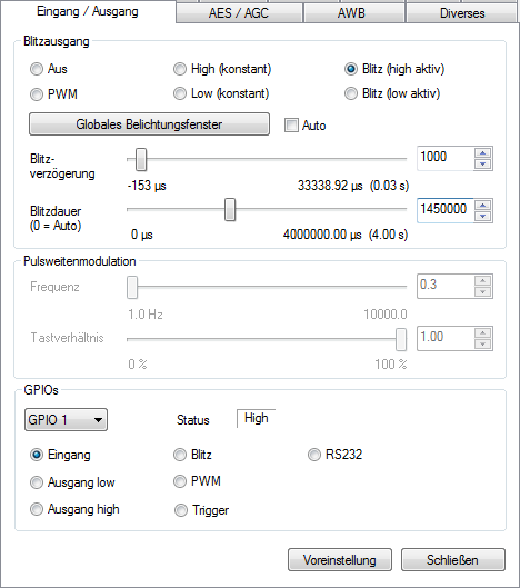 Screenshot Einstellung Flash Delay Duration