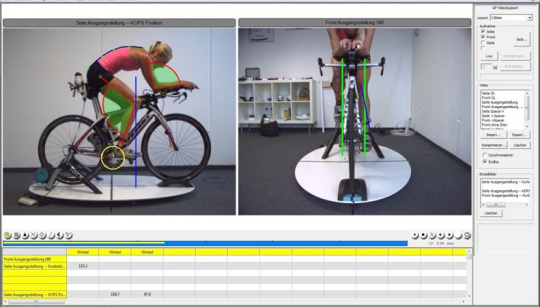 In einer Software wird die Sitzhaltung eines Fahrradfahrers analysiert.