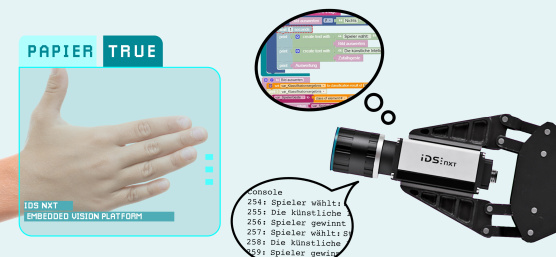 "Schere, Stein, Papier" spielen gegen eine Vision App als KI-Gegenspieler