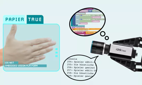IDS NXT Kamera erkennt flache Hand anhand von künstlicher Intelligenz
