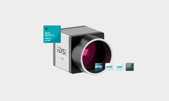 IDS ueye SCP Monitoring-Kamera mit Icons zu Sony Starvis 2, RTSP, MJEG, H264, REC