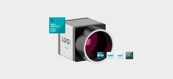 IDS ueye SCP Monitoring-Kamera mit Icons zu Sony Starvis 2, RTSP, MJEG, H264, REC