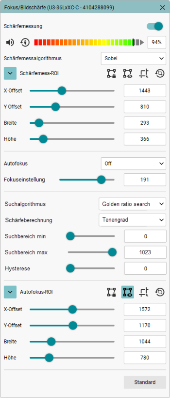 Dialog "Fokus/Bildschärfe"