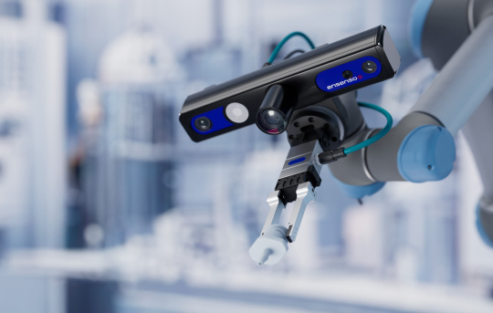 3D-Kamera Ensenso C auf einem Roboterarm