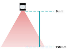 Sensor mit definiertem Arbeitsabstand von 750 mm