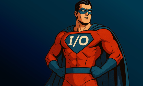 Superman mit I/O Aufschrift