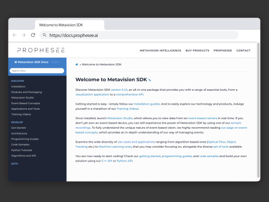 Screenshot des Metavision SDK