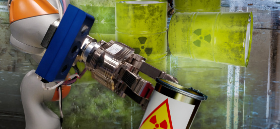 Roboter gestütztes System mit Ensenso 3D-Kamera für sicheres Handling von Atommüll