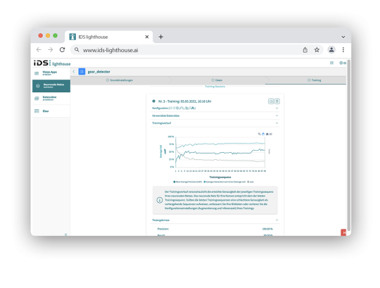 In einem Diagramm werden die IDS lighthouse Resultate des Trainings ersichtlich.