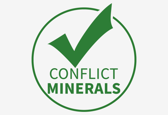 Logo Conflict Minerals (grüner Haken in einem Kreis)