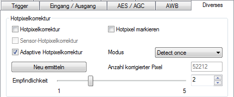 Screenshot zur adaptiven Hotpixelkorrektur 