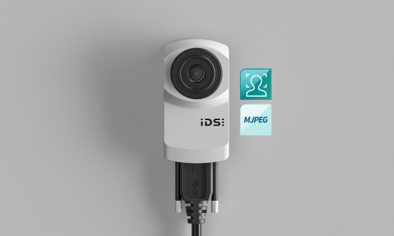 Industrie-Webcam uEye XC mit Icons für Gesichtserkennung und MJPEG