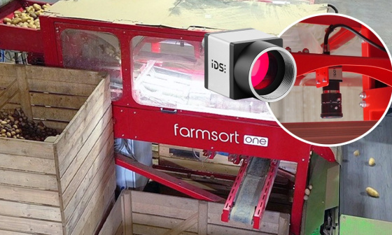 IDS-Industriekamera überwacht Kartoffelsortierung in farmsort-Anlage