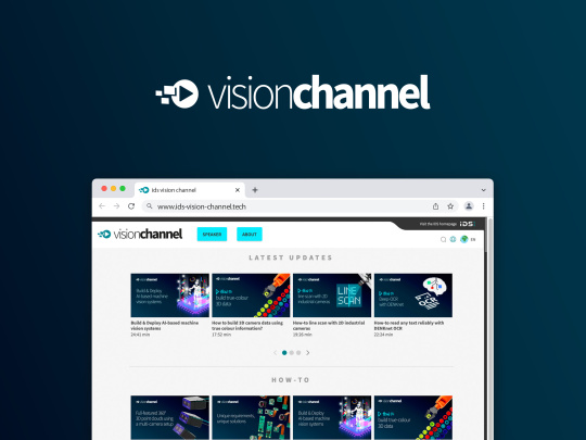 Vision Channel-Logo über einer Webseite mit Videoübersicht.