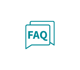 Zwei Sprechblasen mit Text "FAQ", um häufige Fragen zu symbolisieren.