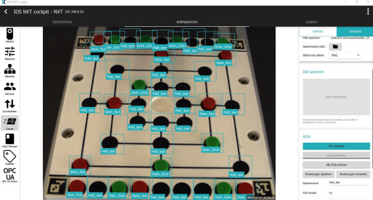 IDS NXT cockpit Software, dass das Mühle Spielbrett analysiert