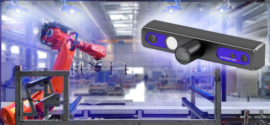 3D-Messsystem mit Ensenso C-Kameras für die Prüfung von Behältern sowie deren automatisches Be-und Entladen per Roboter