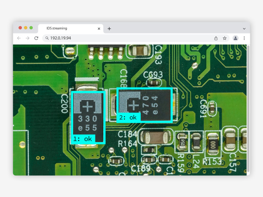 Software Screenshot mit der Bildanalyse einer Platine