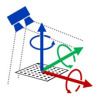 Piktogramm: Kalibrierplatte, Kamera & Pfeile für Pattern Tracking