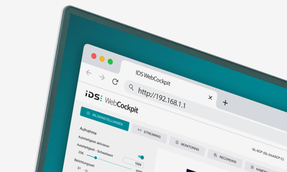 Ausschnitt eines Bildschirms mit der Oberfläche der Firmware IDS WebCockpit.
