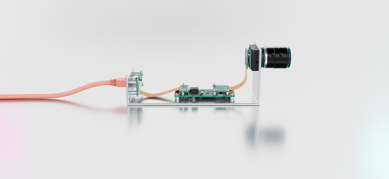 Industriekamera mit abgesetztem Board aus der konfigurierbaren uEye-ACP-Serie von IDS