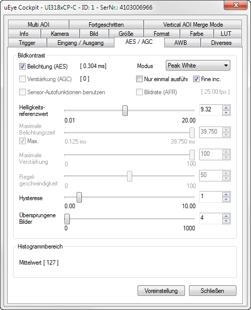 Screenshot zur Einstellung der Blitzfunktionalität für die uEye LE USB 3.1 Gen 1