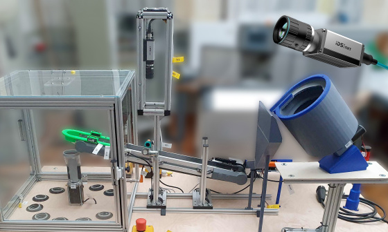 Versuchsaufbau einer Lego-Sortiermaschine mit IDS Kamera IDS NXT