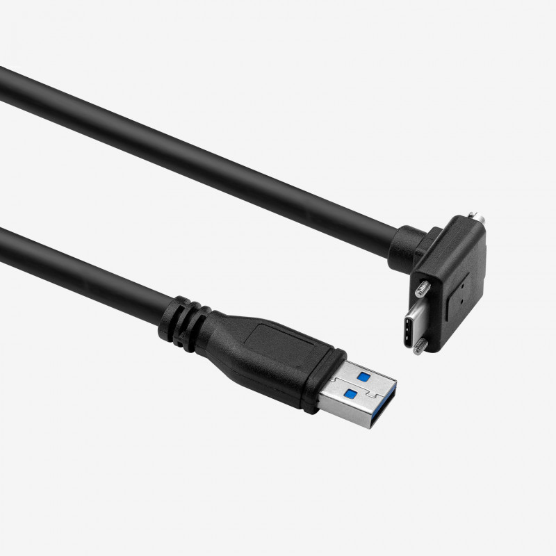 USB 3, Standardkabel, vertikal gewinkelt, verschraubbar, 3 m